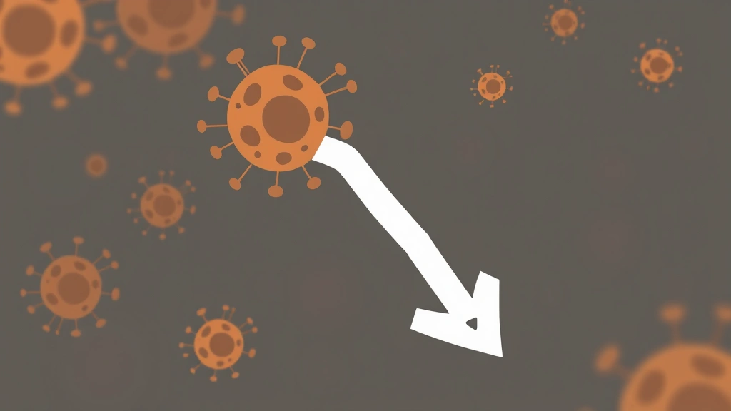 Conceptual illustration of immune cells and a downward result arrow