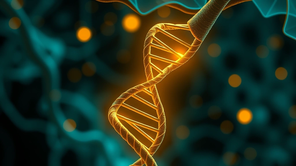Conceptual illustration of CRISPR base editing of a DNA strand in a neuron