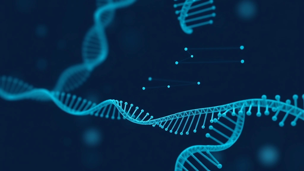 Conceptual illustration of an AI platform reading RNA splicing patterns to reveal cancer targets