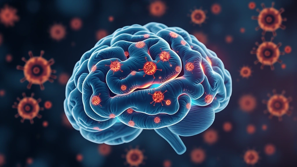 Conceptual illustration of aging brain immune cells in the hippocampus