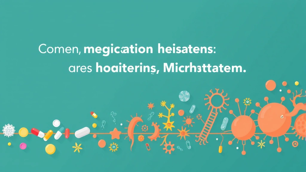 Conceptual illustration of pills and gut bacteria over time