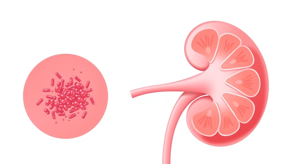Illustration of a kidney with its tiny filtering units highlighted