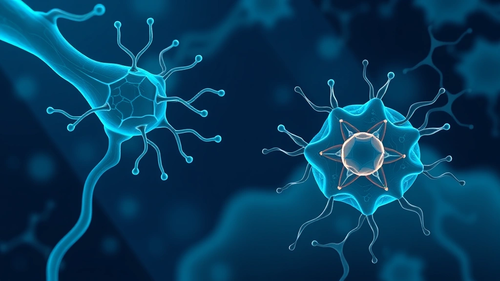 Conceptual illustration of a neuron, astrocyte and a gene-silencing molecule