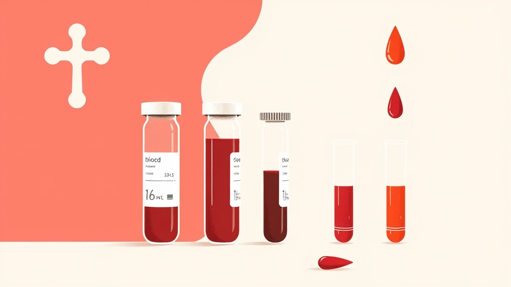 Conceptual illustration of separated blood components in medical vials beside a symbol of personal choice