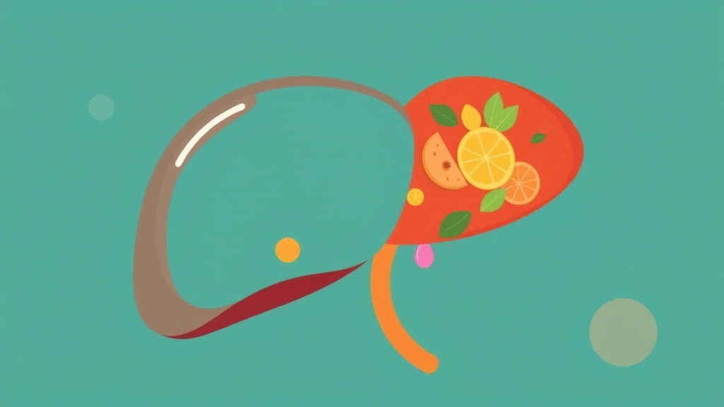 Conceptual illustration of a liver with reducing fat droplets