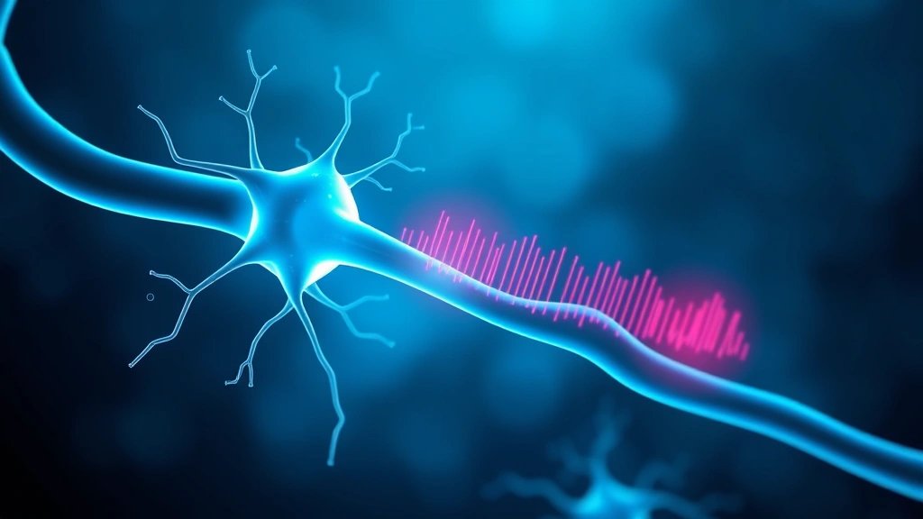 Conceptual illustration of a sodium channel blocked on a nerve fiber