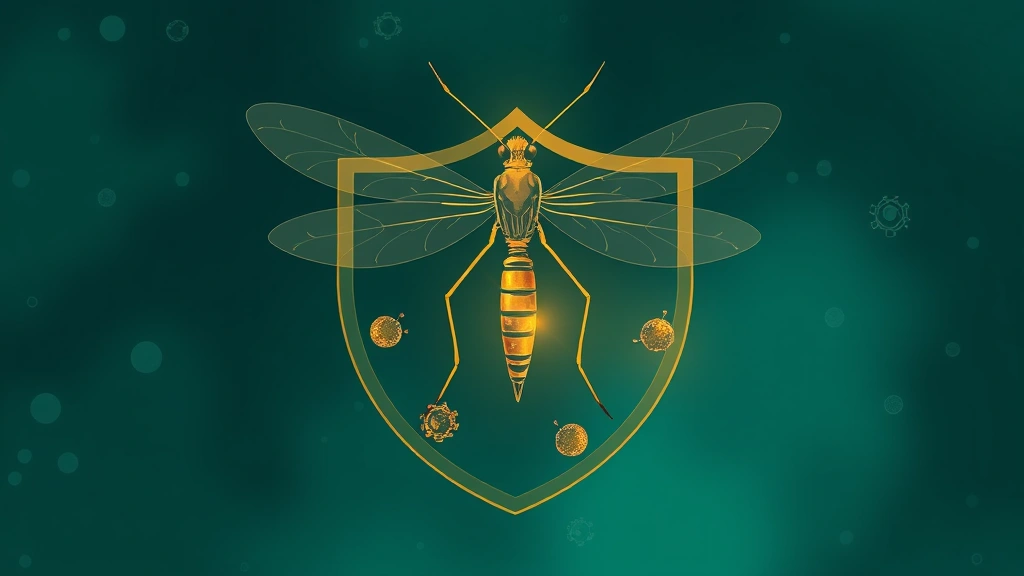 Conceptual illustration of a mosquito and protective immune cells