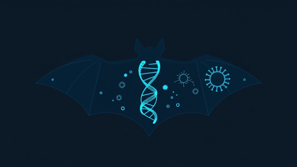 Conceptual illustration of a bat silhouette with a DNA helix