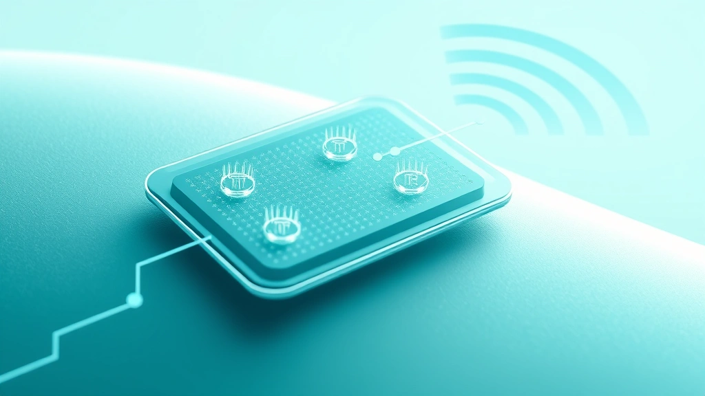 Conceptual illustration of a wearable microneedle patch streaming real-time drug-level data