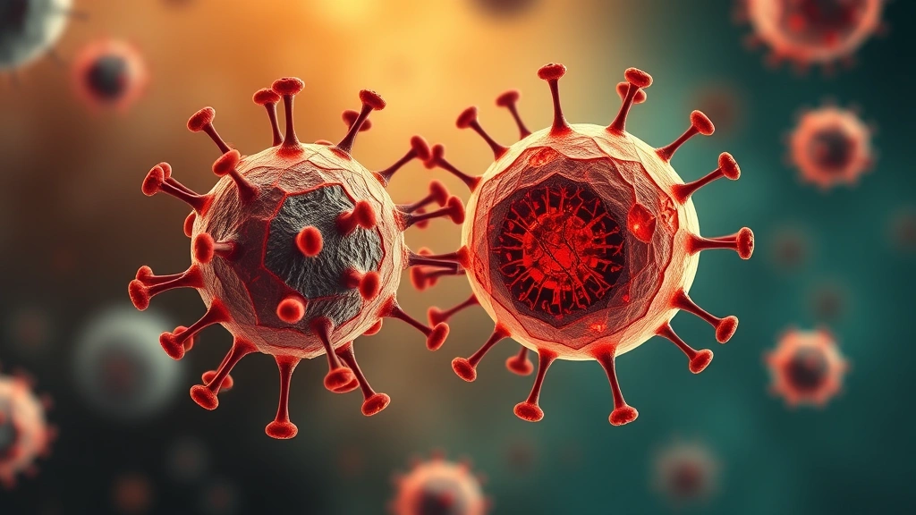 Conceptual illustration of fatty acids affecting an immune cell near a tumor