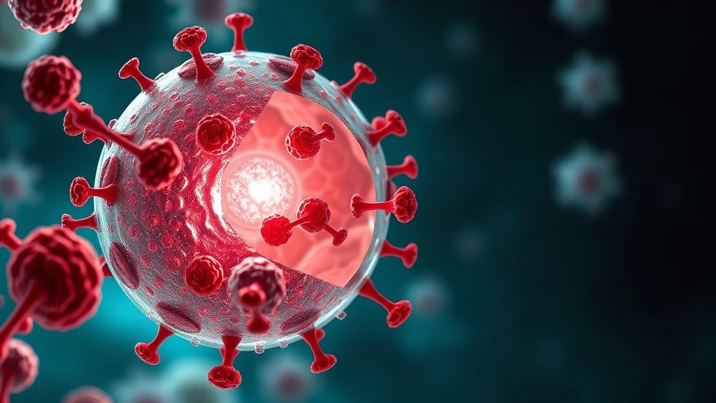Conceptual illustration of iron inside a cancer cell driving cell death
