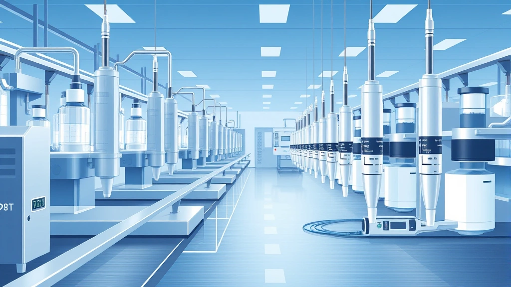 Conceptual illustration of a sterile injectable-device manufacturing line
