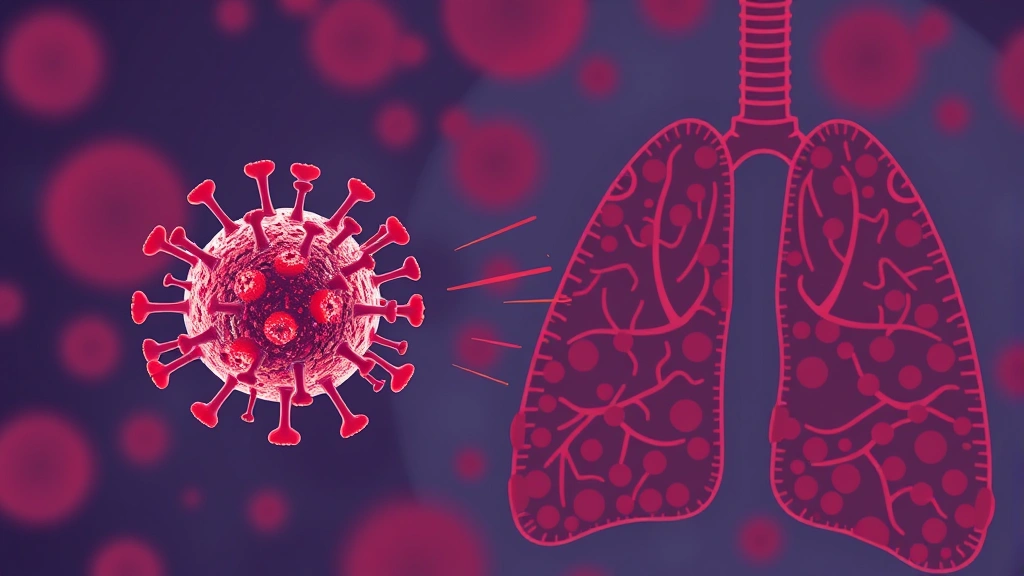 Conceptual illustration of a coronavirus protein hijacking a macrophage to inflame lung tissue