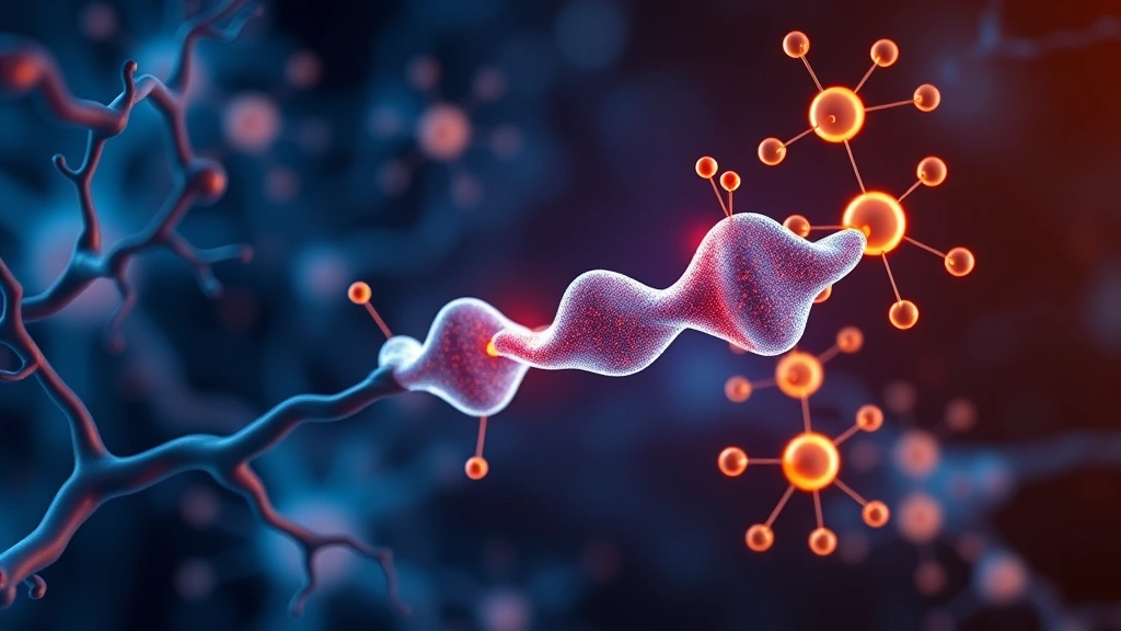 Conceptual illustration of chemical probe molecules binding a brain protein